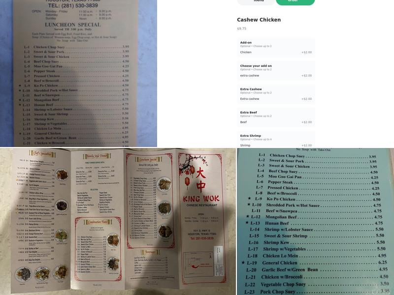 King Wok Menu