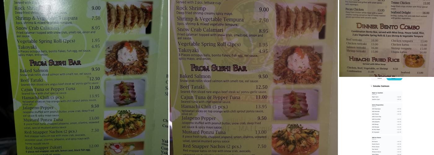 Ninja Japanese Cuisine Menu