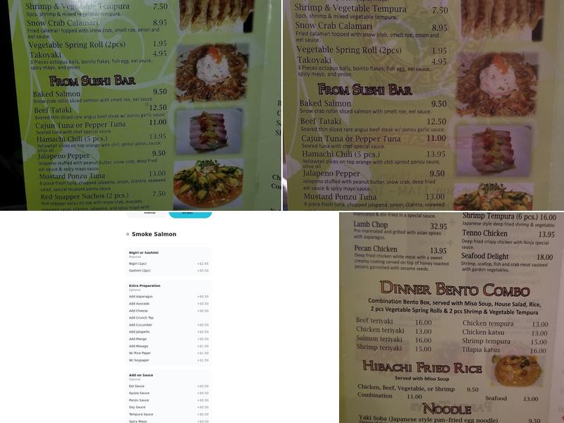 Ninja Japanese Cuisine Menu