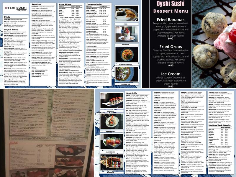 Thai Sticky Rice (Formerly Oyshi Sushi) Menu