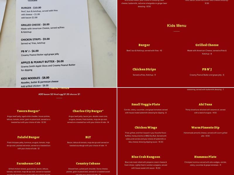 Indian Fields Tavern Menu