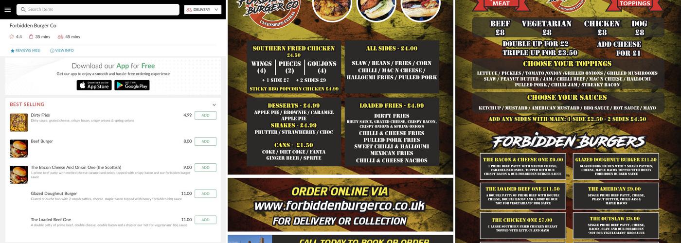 Forbidden Burger Co Menu