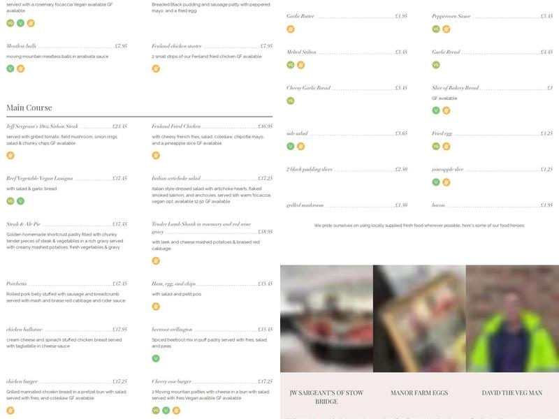 The Lamb & Flag Inn Menu