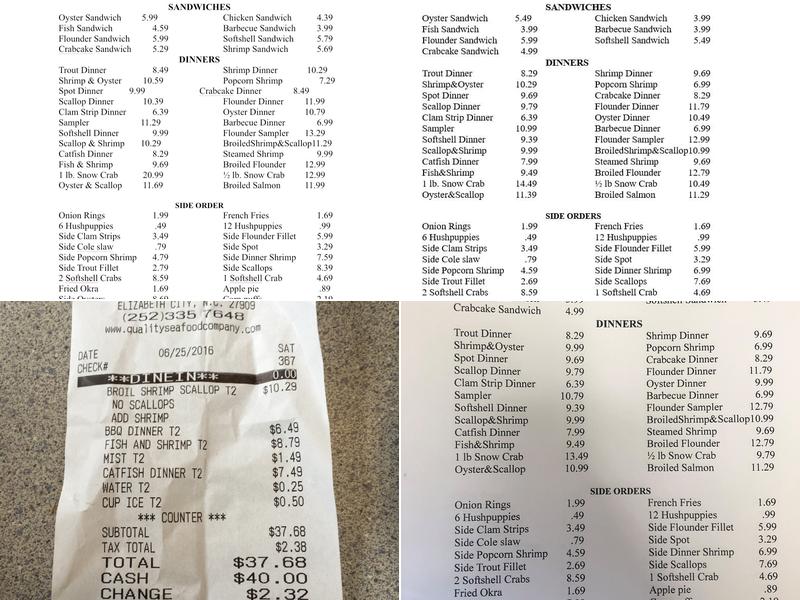 Quality Seafood Market Menu