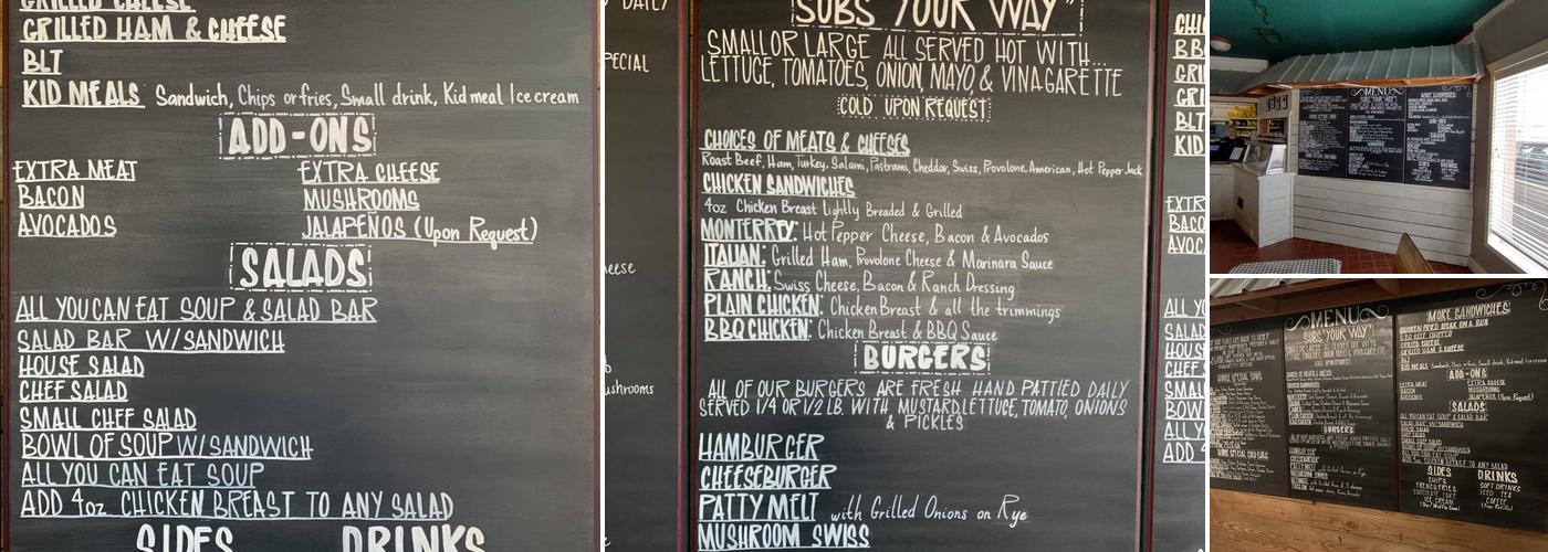 Cassidy's Sub Shop Menu