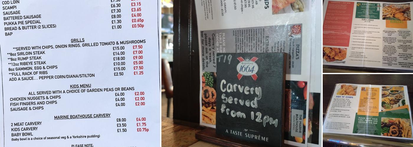 Marine Boat House Bar Menu