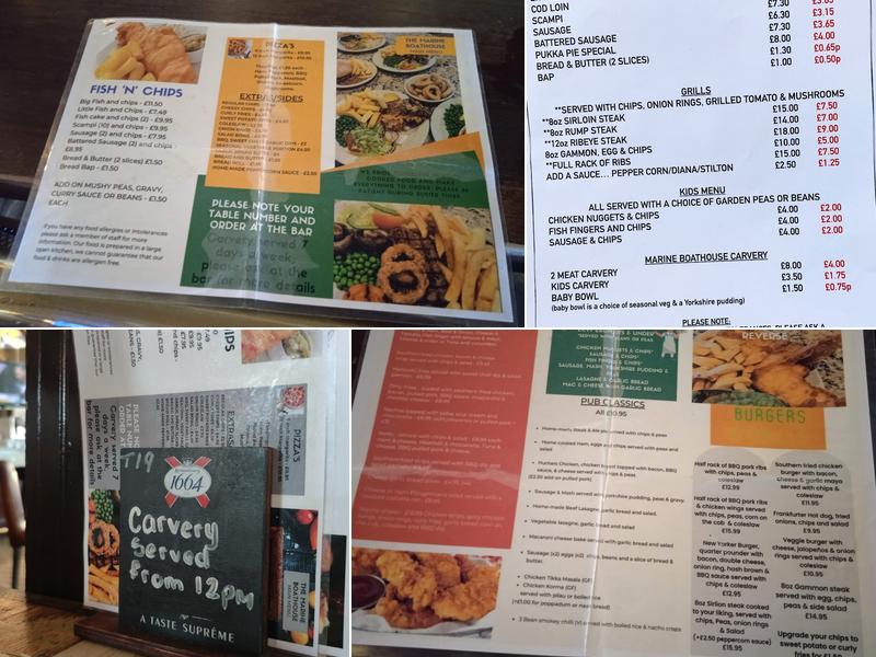 Marine Boat House Bar Menu