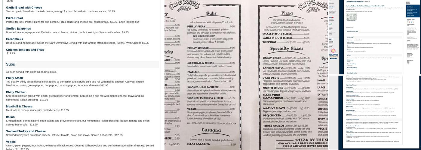 Dare Devil's Pizzeria Menu