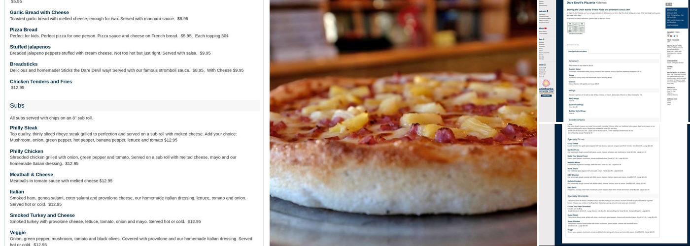 Dare Devil's Pizzeria Menu
