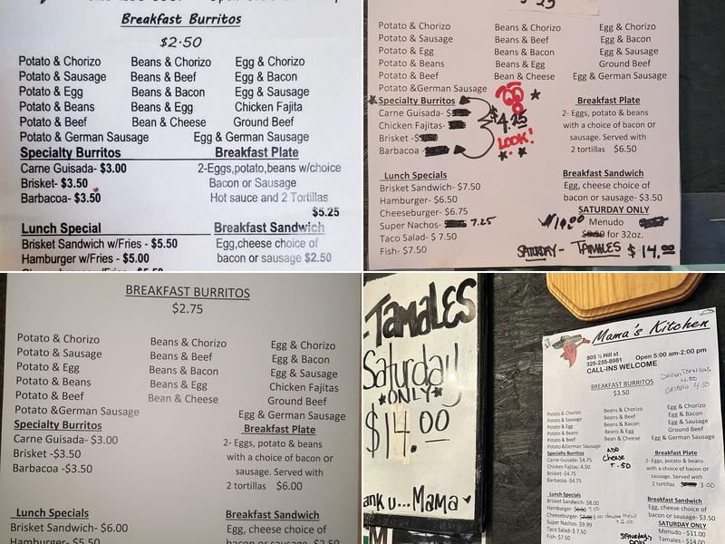 Mama's Kitchen Menu