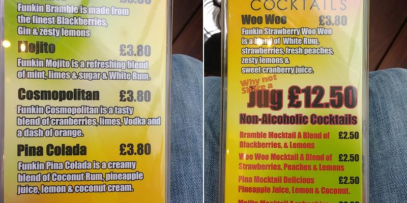 Wellies Bar Menu