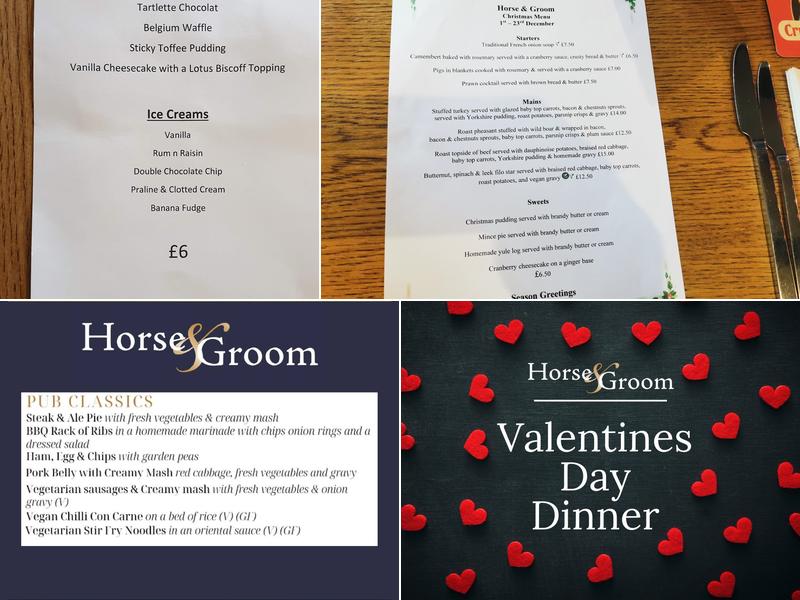 Horse & Groom Menu