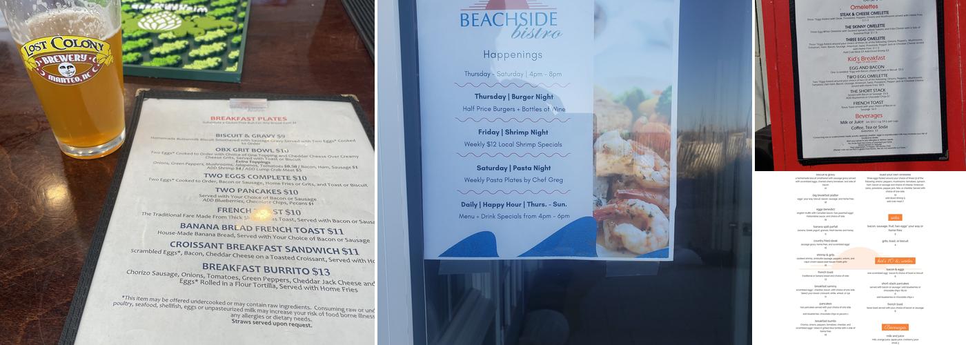 Beachside Bistro Menu