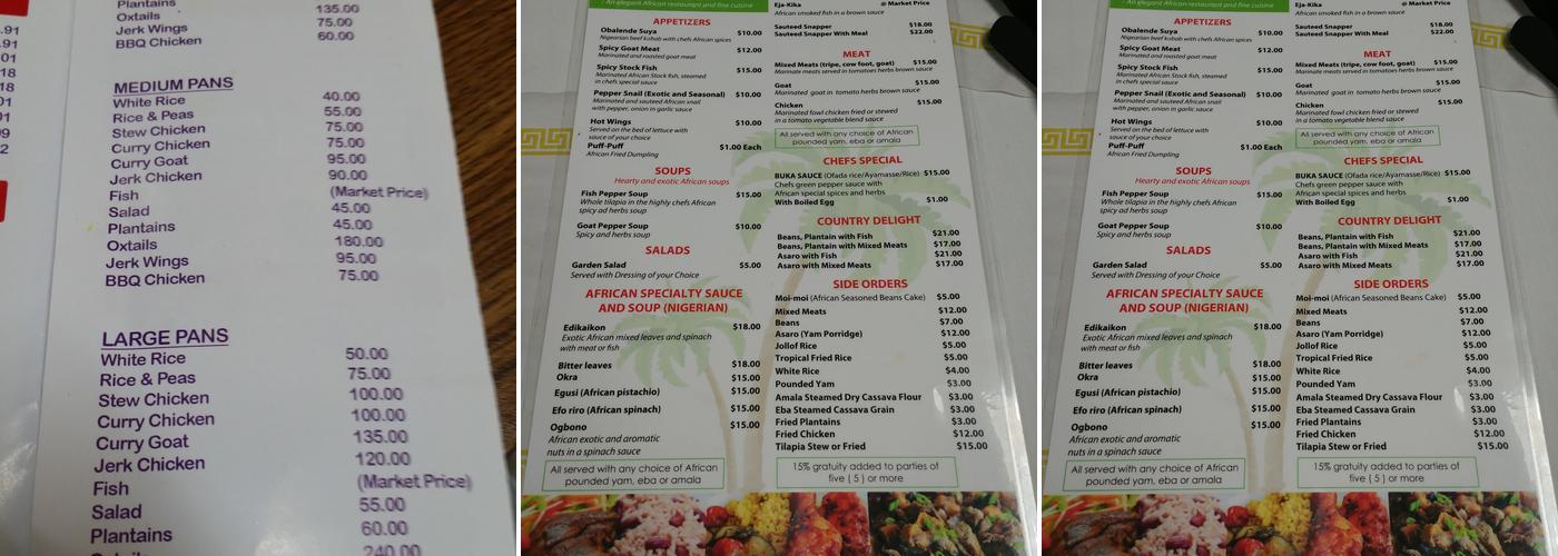 Tropical Grill Menu