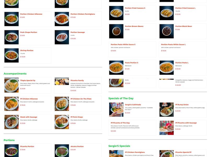 Sergio’s Restaurant and Burger Long Branch Menu