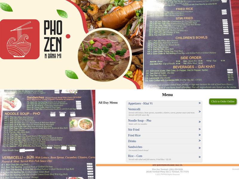 Pho Zen Menu