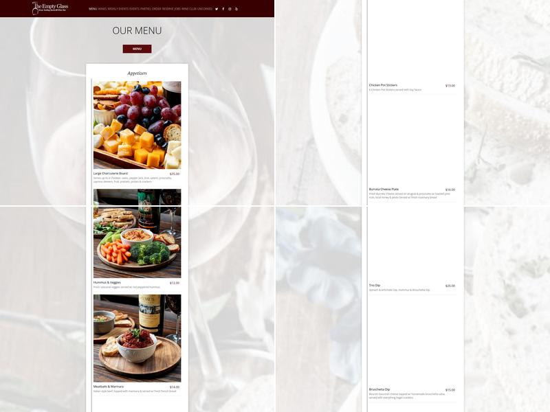 The Empty Glass Menu
