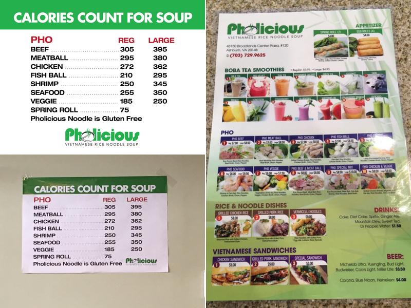 Pholicious Menu