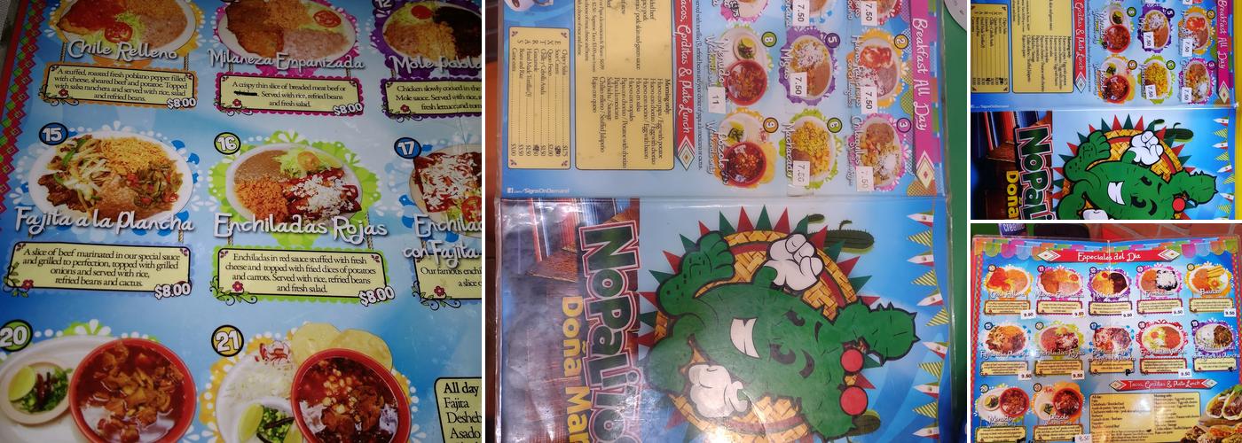 Nopalitos Dona Maria Menu