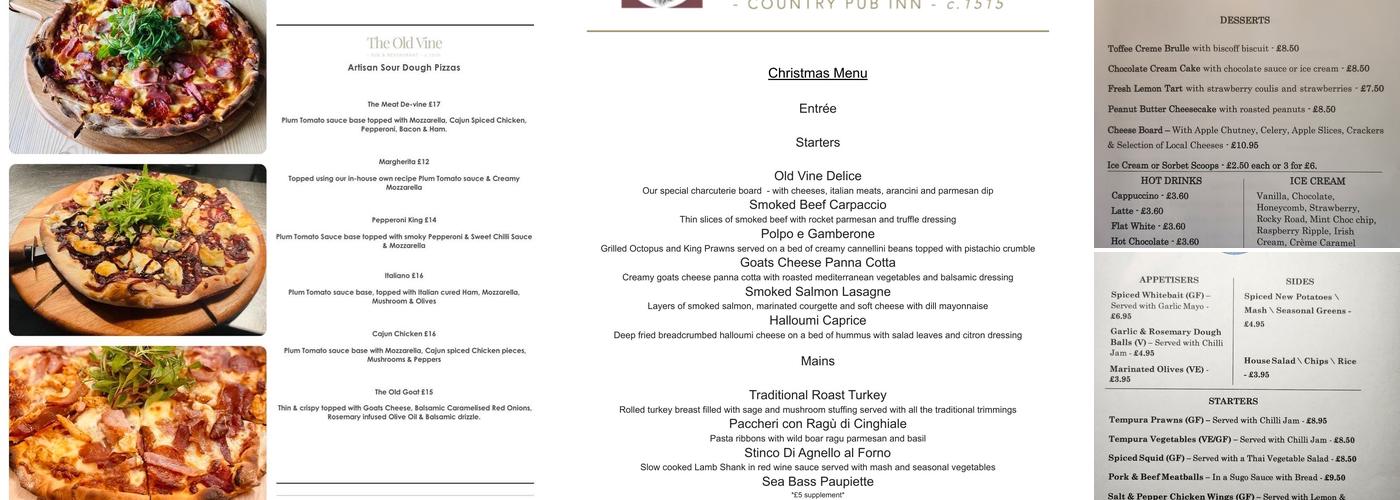 The Old Vine Cousley Wood Menu