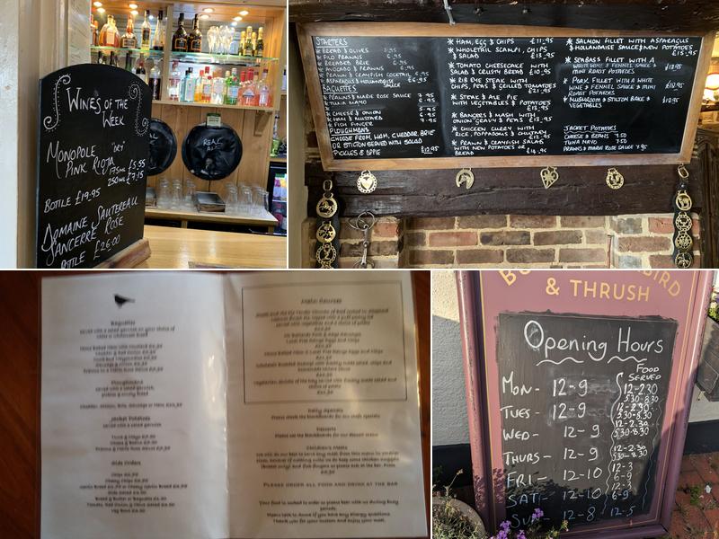 Bush, Blackbird & Thrush Menu