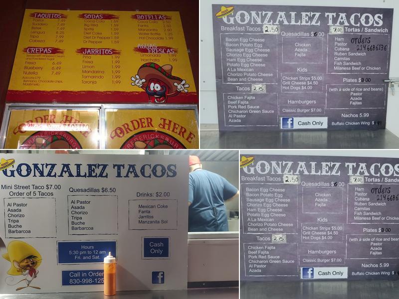 Gonzalez tacos Menu