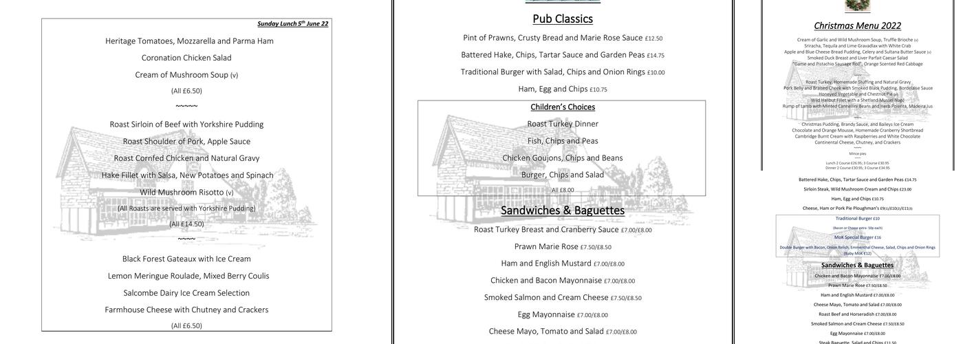 The Man of Kent Menu