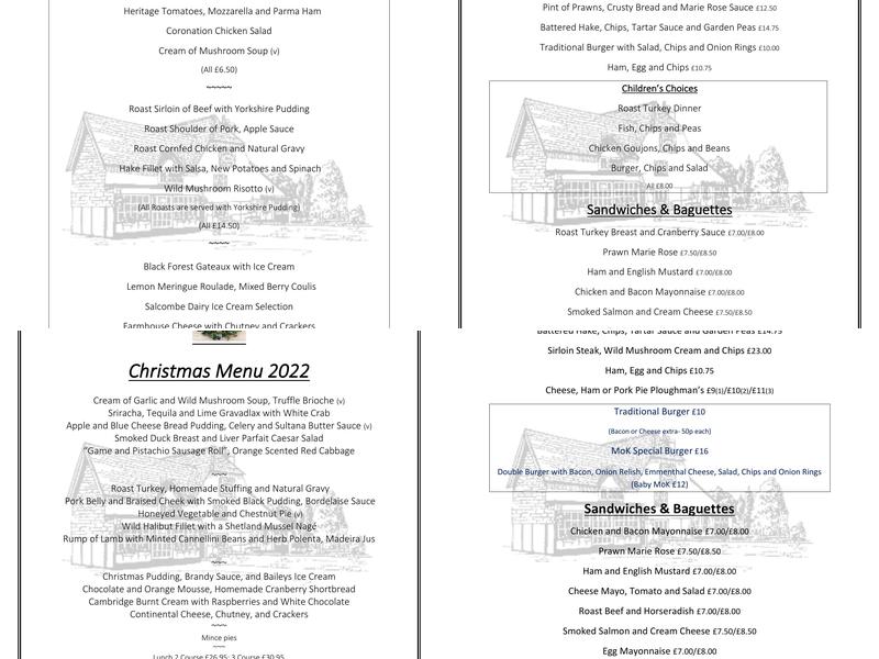 The Man of Kent Menu