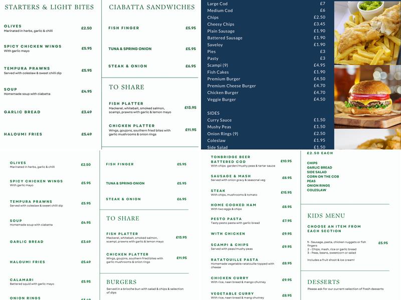 The Hop Pole Inn Menu