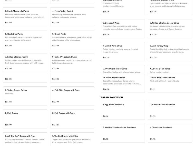 Atlantic Beach Café Deli Menu