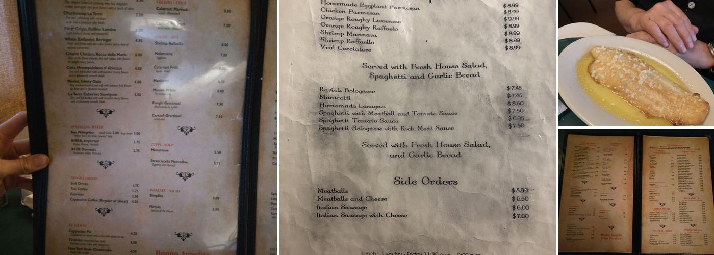 Piccolo Ristaurante Italiano Menu