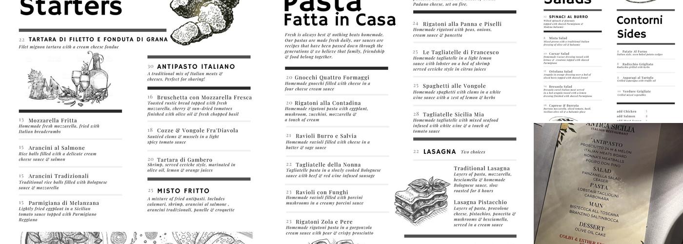 Antica Sicilia Menu