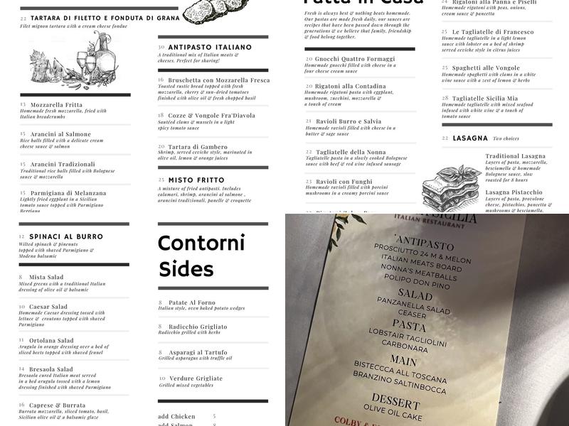 Antica Sicilia Menu