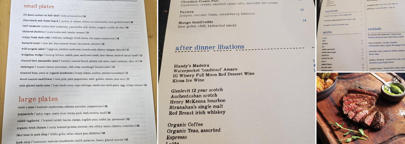 Provisions Menu