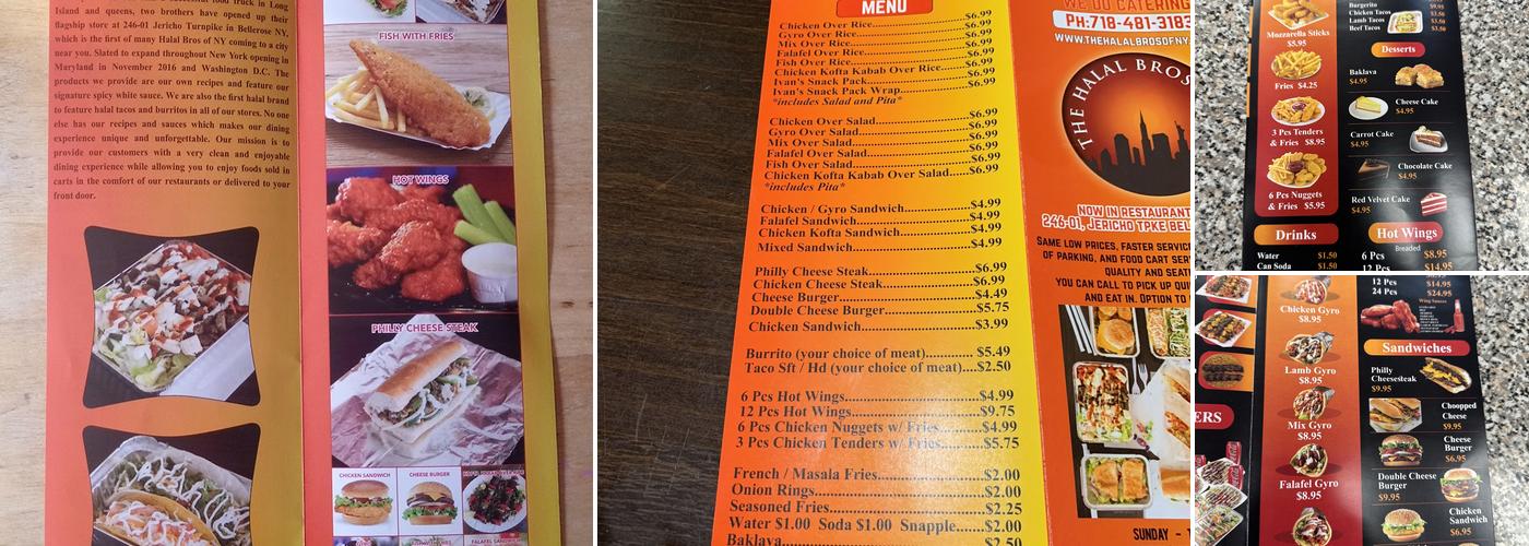 The Halal Bros Of NY Menu