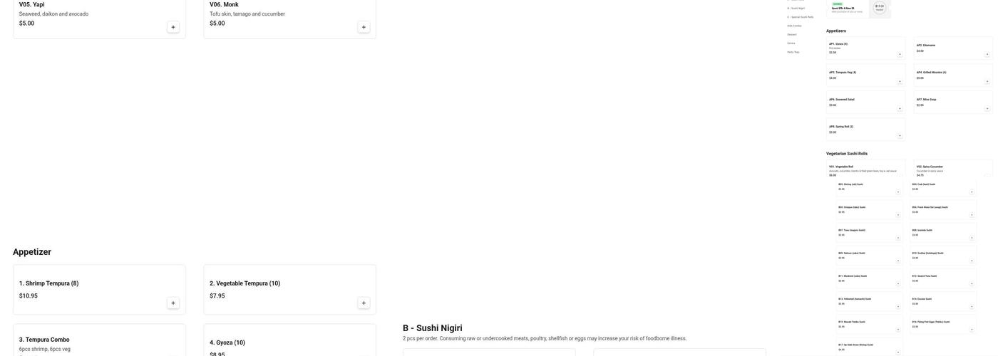Sushi Yah Menu