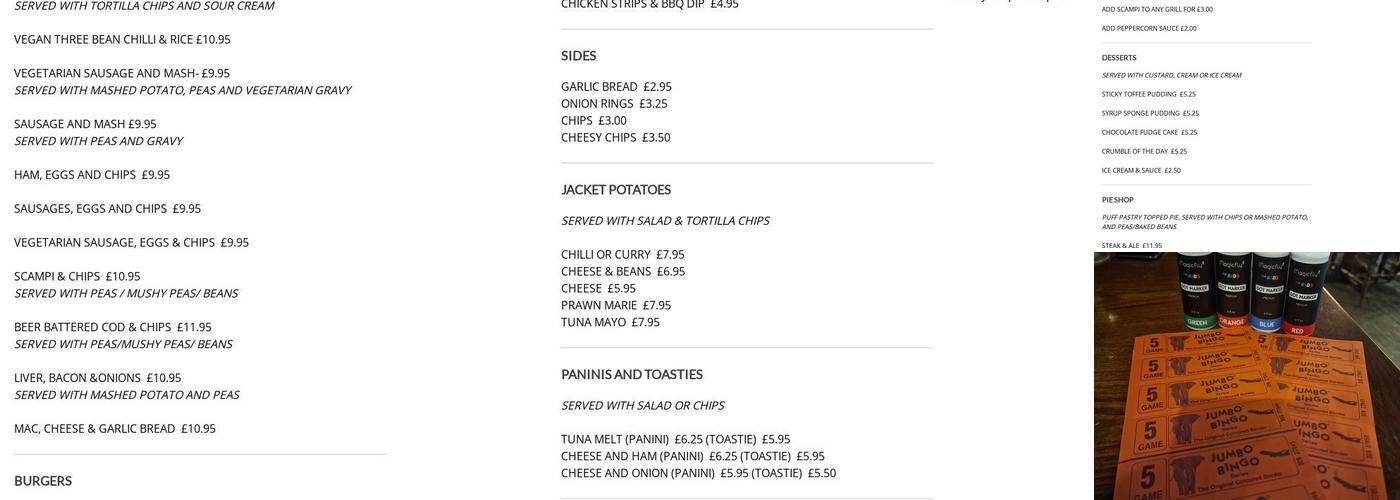 The Kicking Dickey Menu