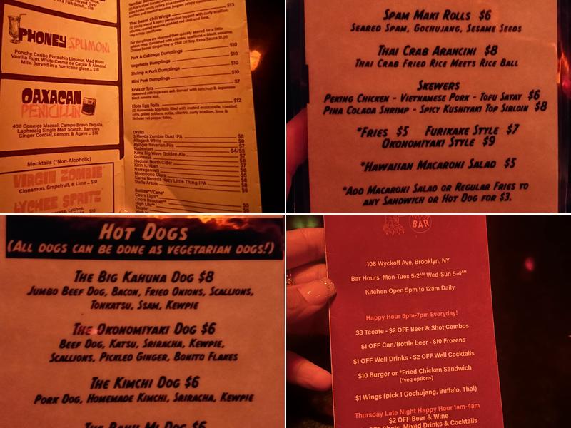 Abe's Pagoda Bar Menu