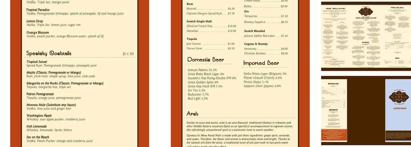 Layla Mediterranean Grill And Mezze Menu