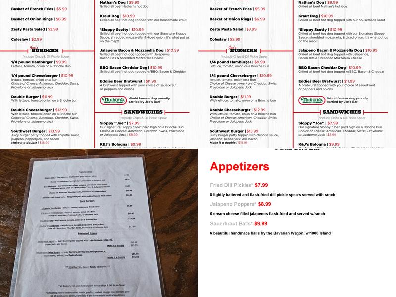 Joe's Bar-Put-In-Bay Menu