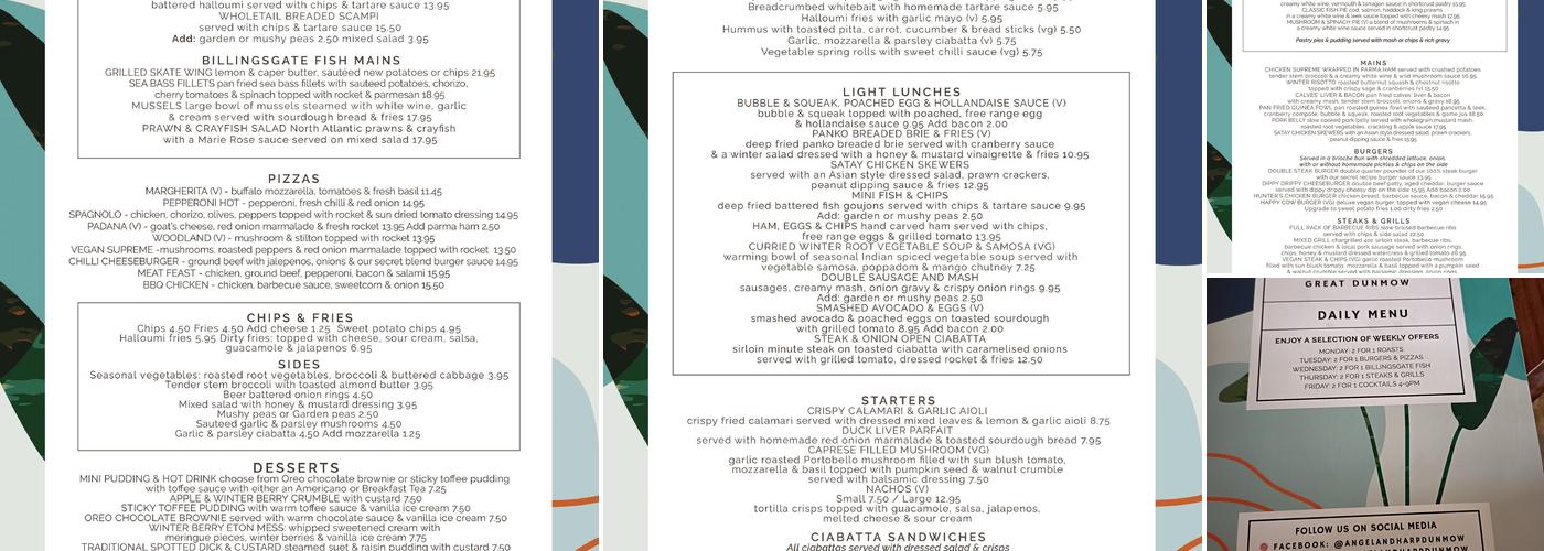 The Angel & Harp Menu