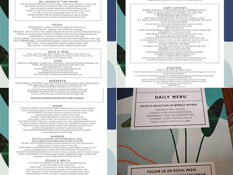 The Angel & Harp Menu