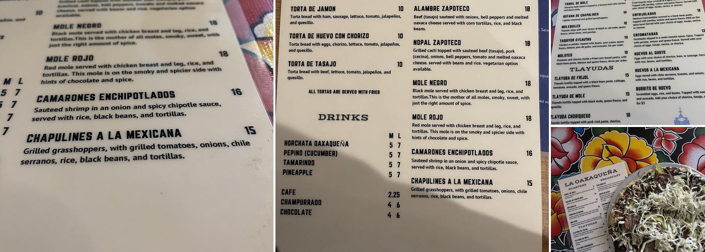 La Oaxaqueña Menu