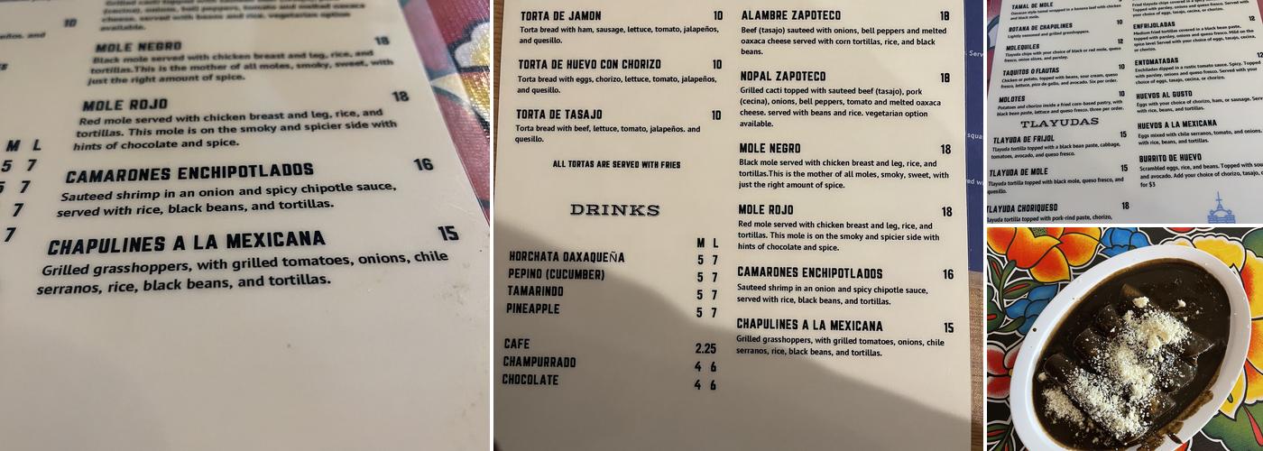 La Oaxaqueña Menu