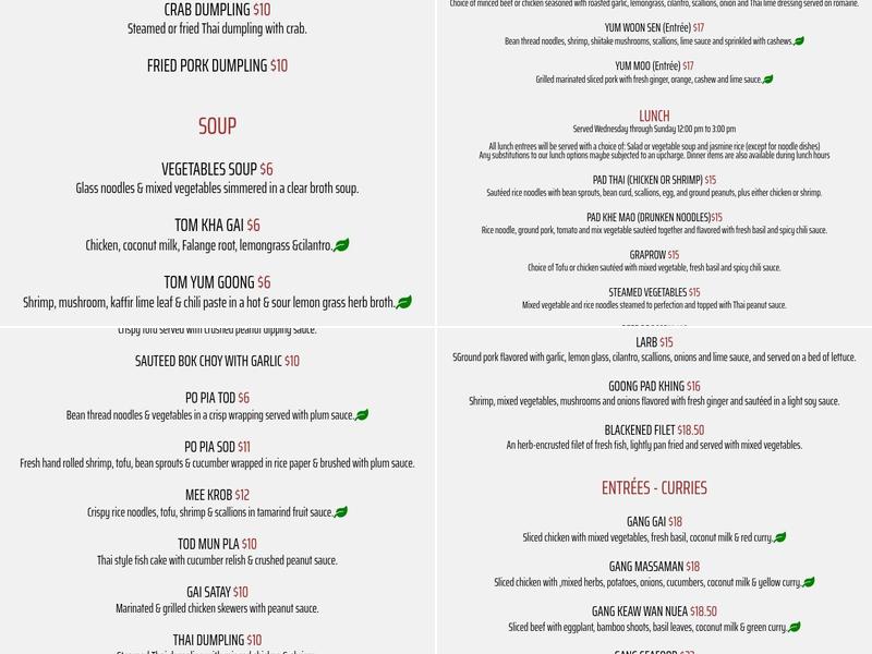 Thai-USA Menu