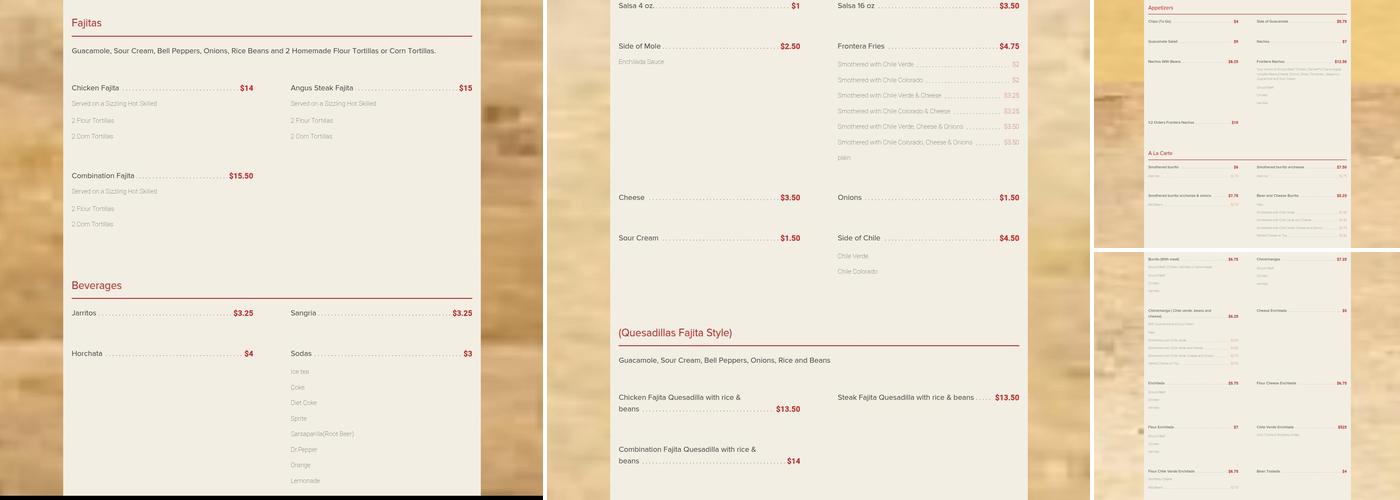 La Frontera Mexican Restaurant Riverton UT Menu