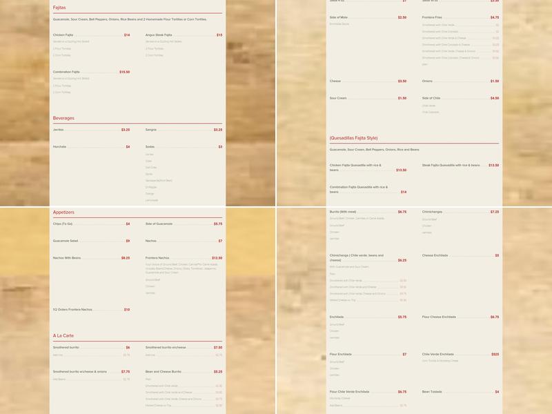 La Frontera Mexican Restaurant Riverton UT Menu