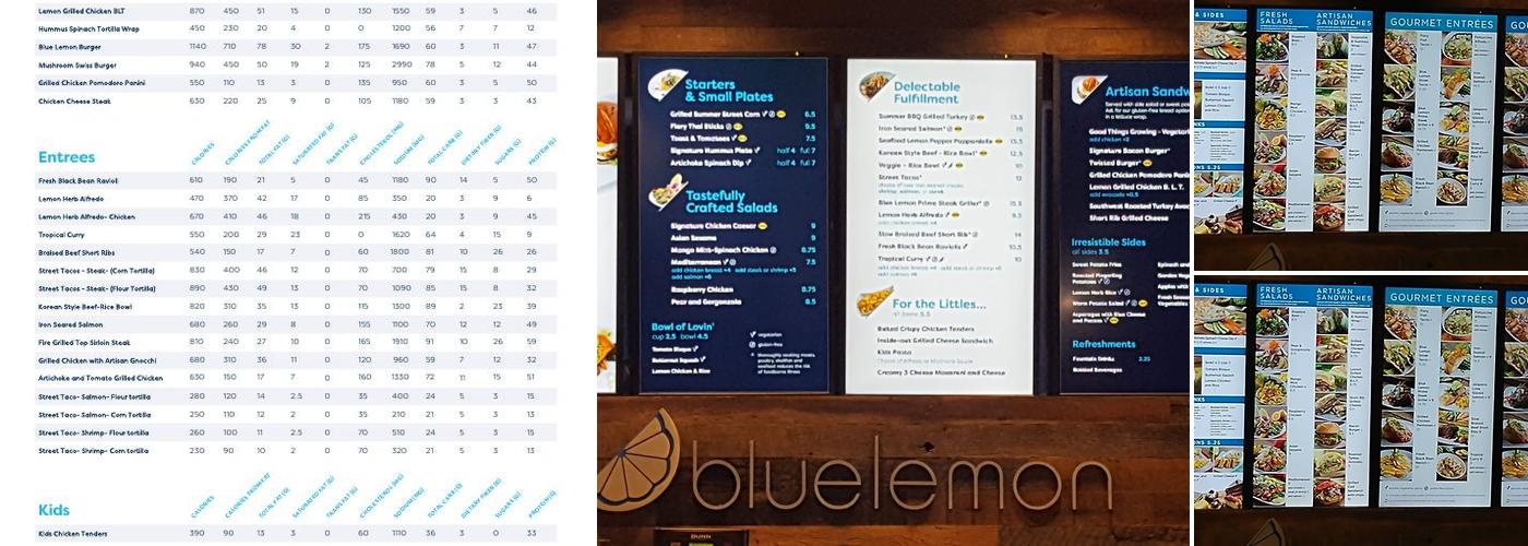 Blue Lemon Menu