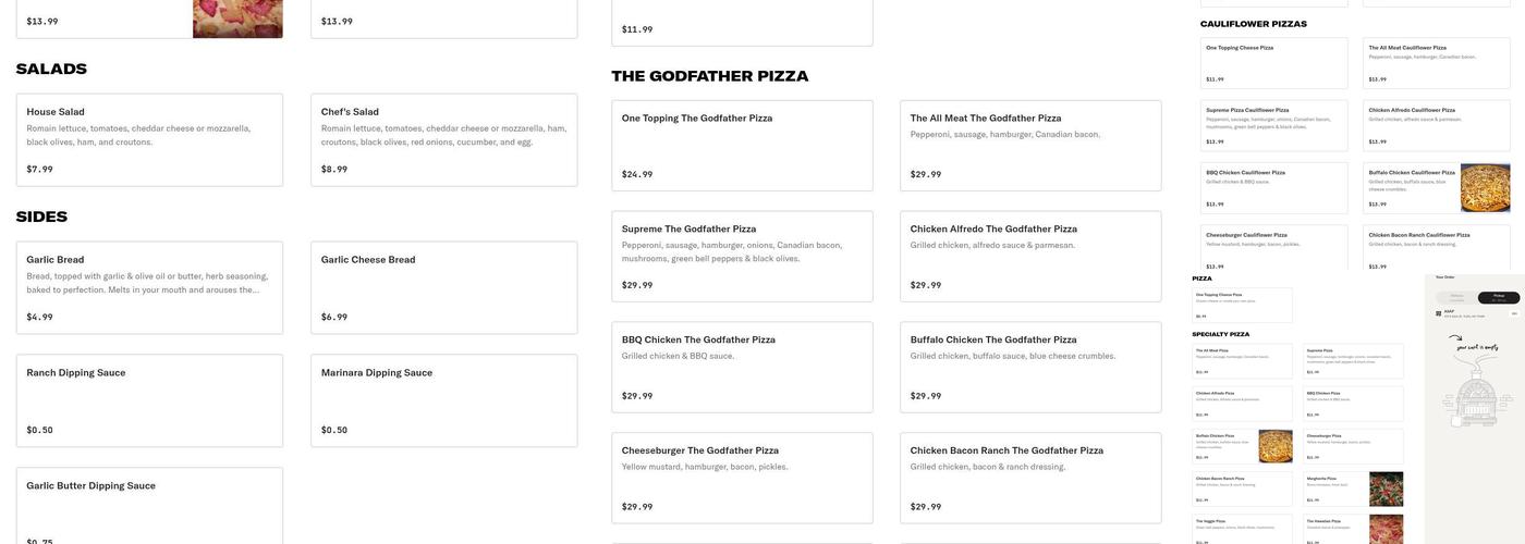 The Pizza Shop Menu