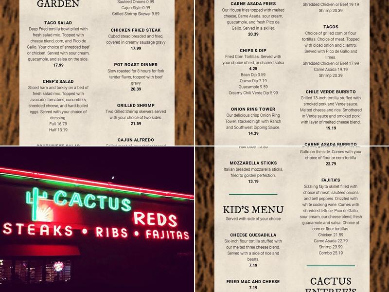 Cactus Reds Menu